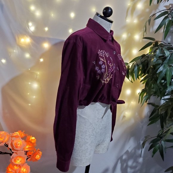BonWorth Reworked Embroidered Corduroy Crop Top XL - Picture 3 of 8